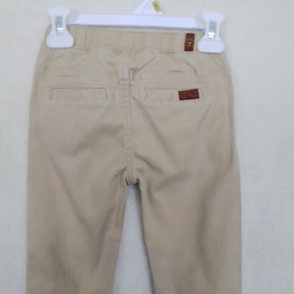 7 for All Mankind Boys Cotton Jogger Sz 4T Tan Pullon Pant Elastic Waist Pockets - Picture 6 of 7